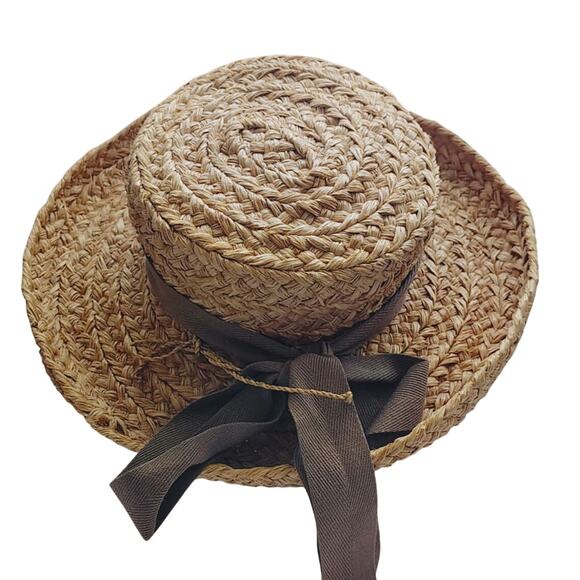 Helen Kaminski Australia Handmade Raffia Boater Hat Natural OS Madagascar main image 6